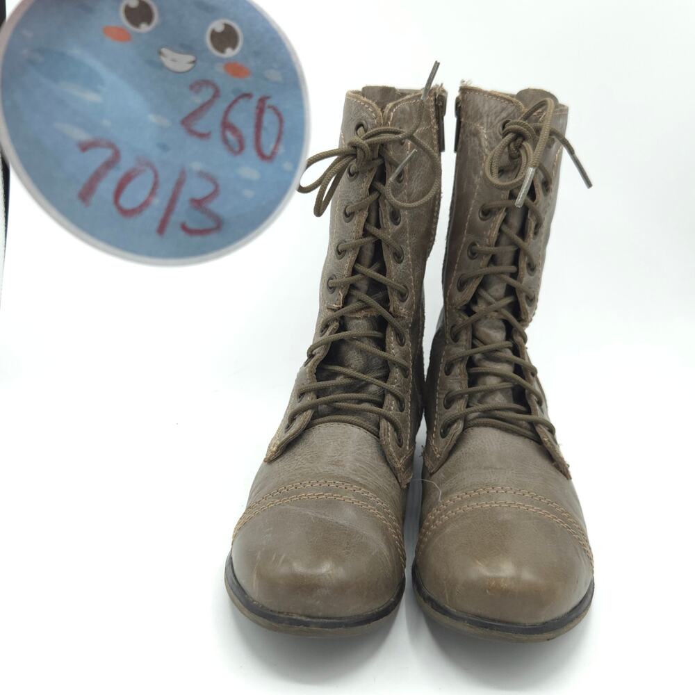 Steve Madden Women's Size 7.5 Troopa combat Boots Distressed Brown Leather - Picture 7 of 12
